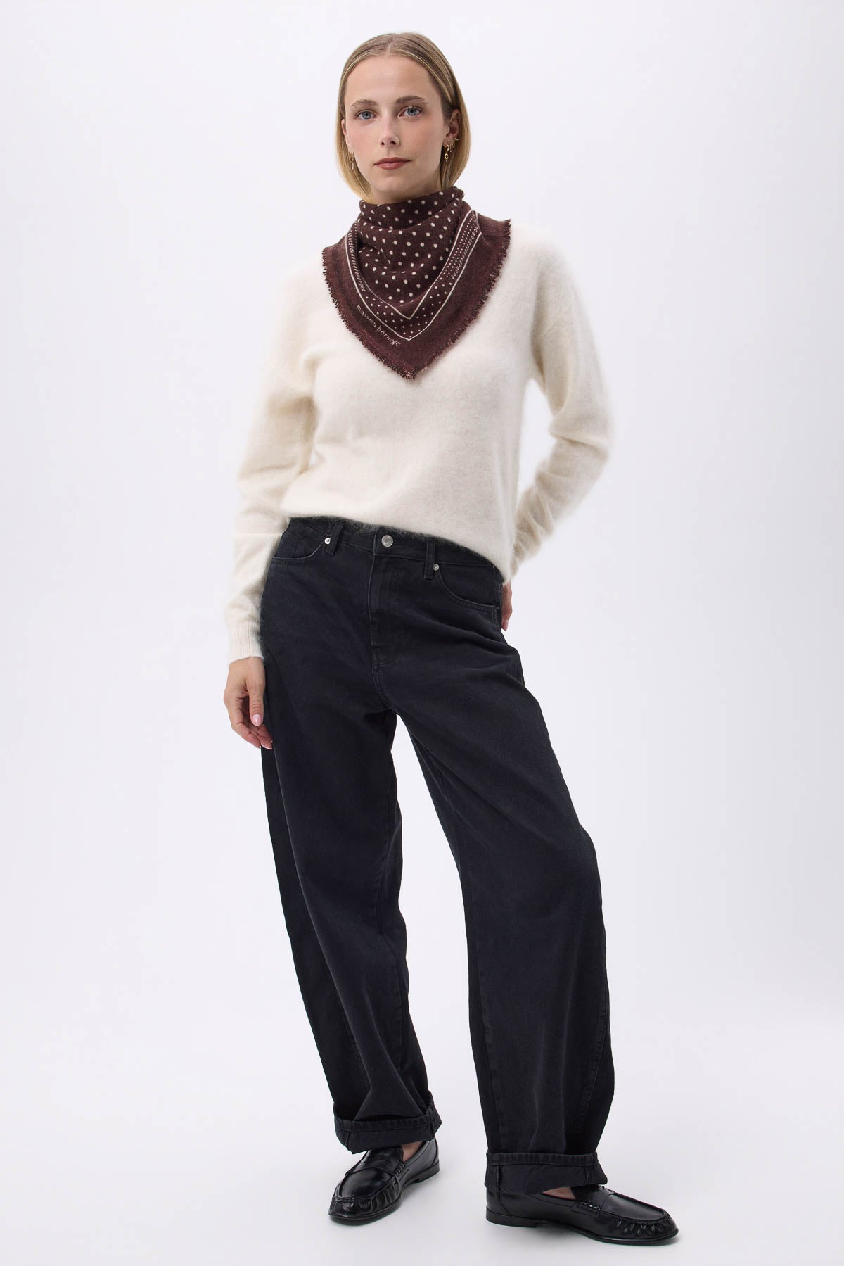 Bandana Small Heritage Pois marron blanc