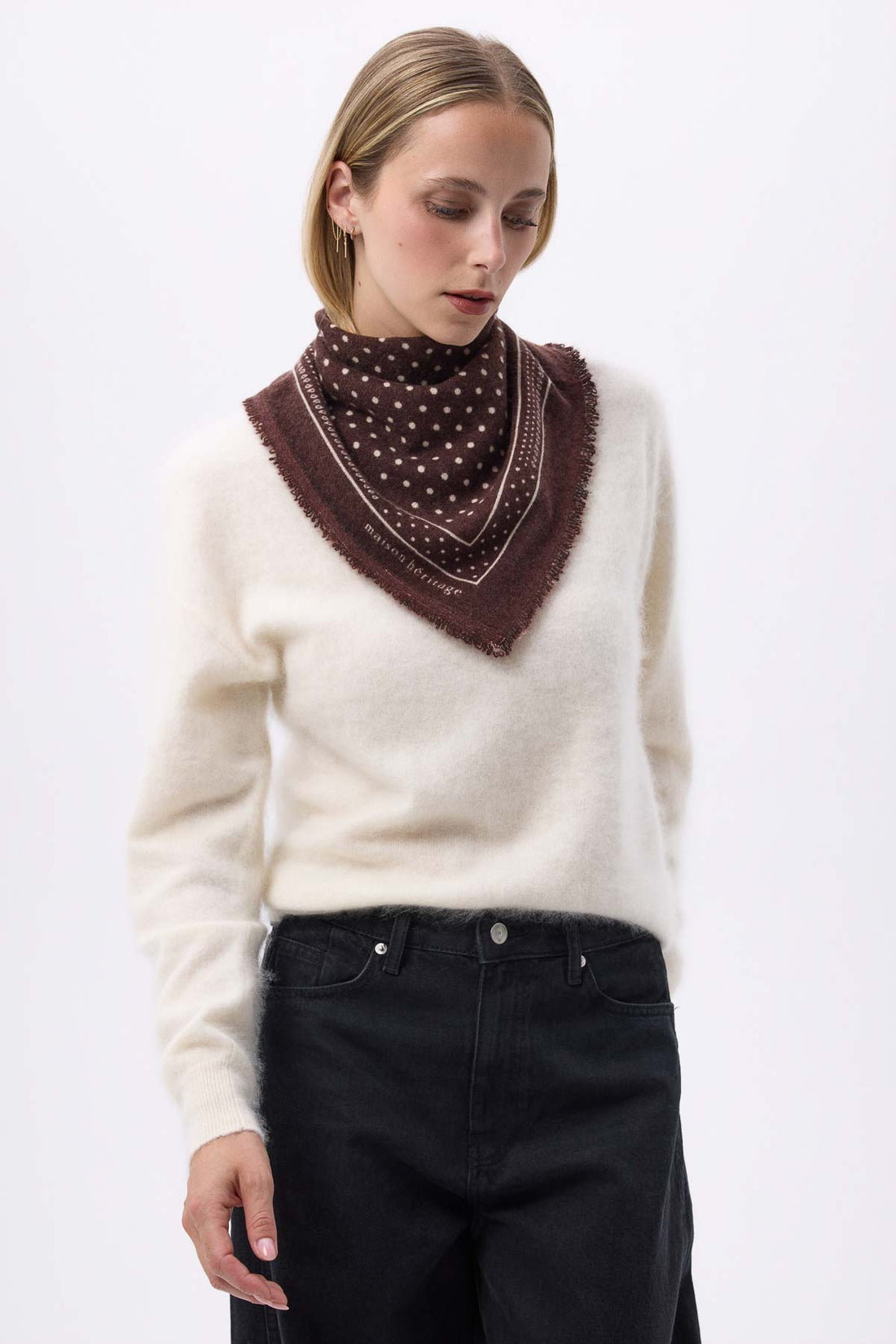 Bandana Small Heritage Pois marron blanc