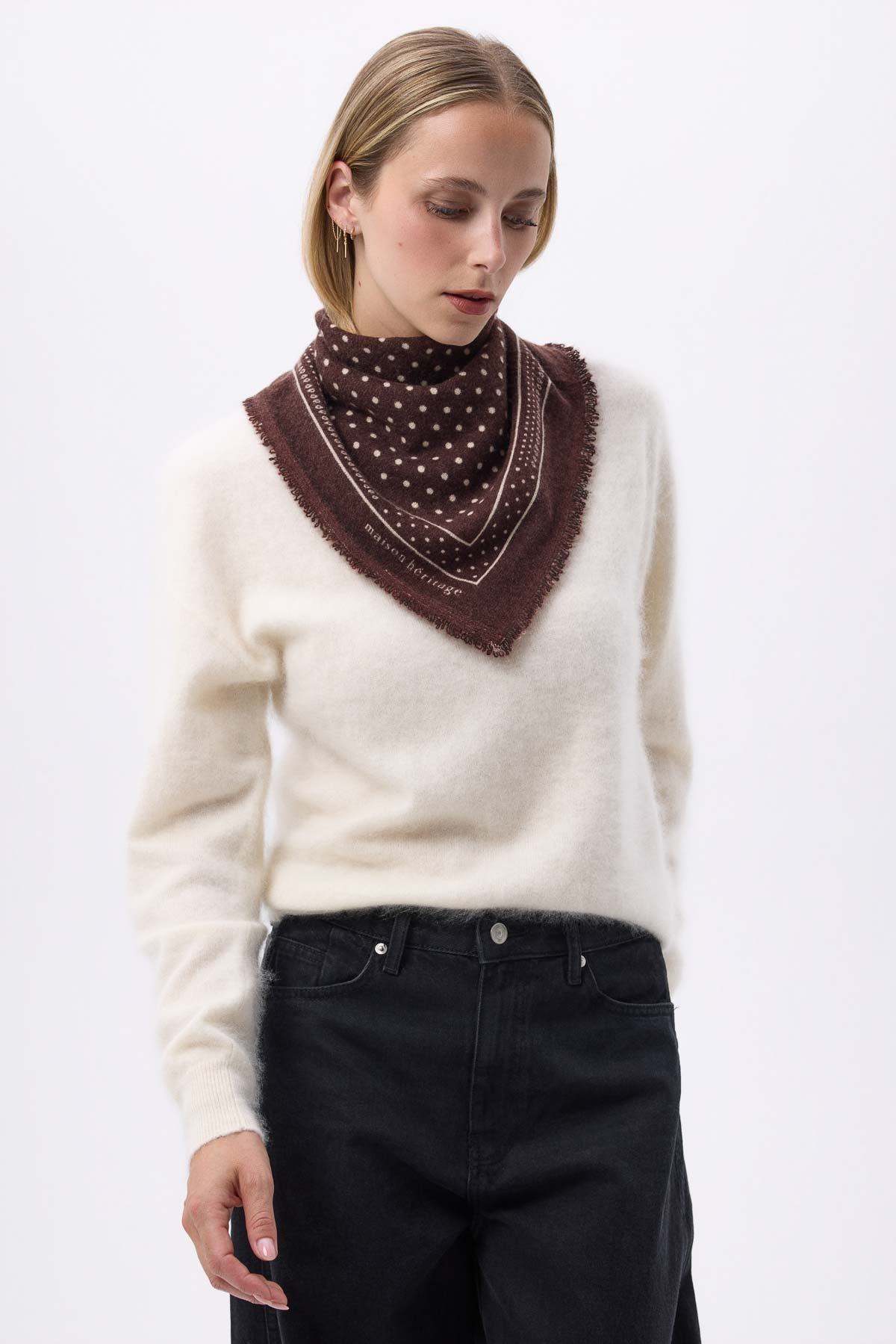 Bandana Small Heritage Pois marron blanc