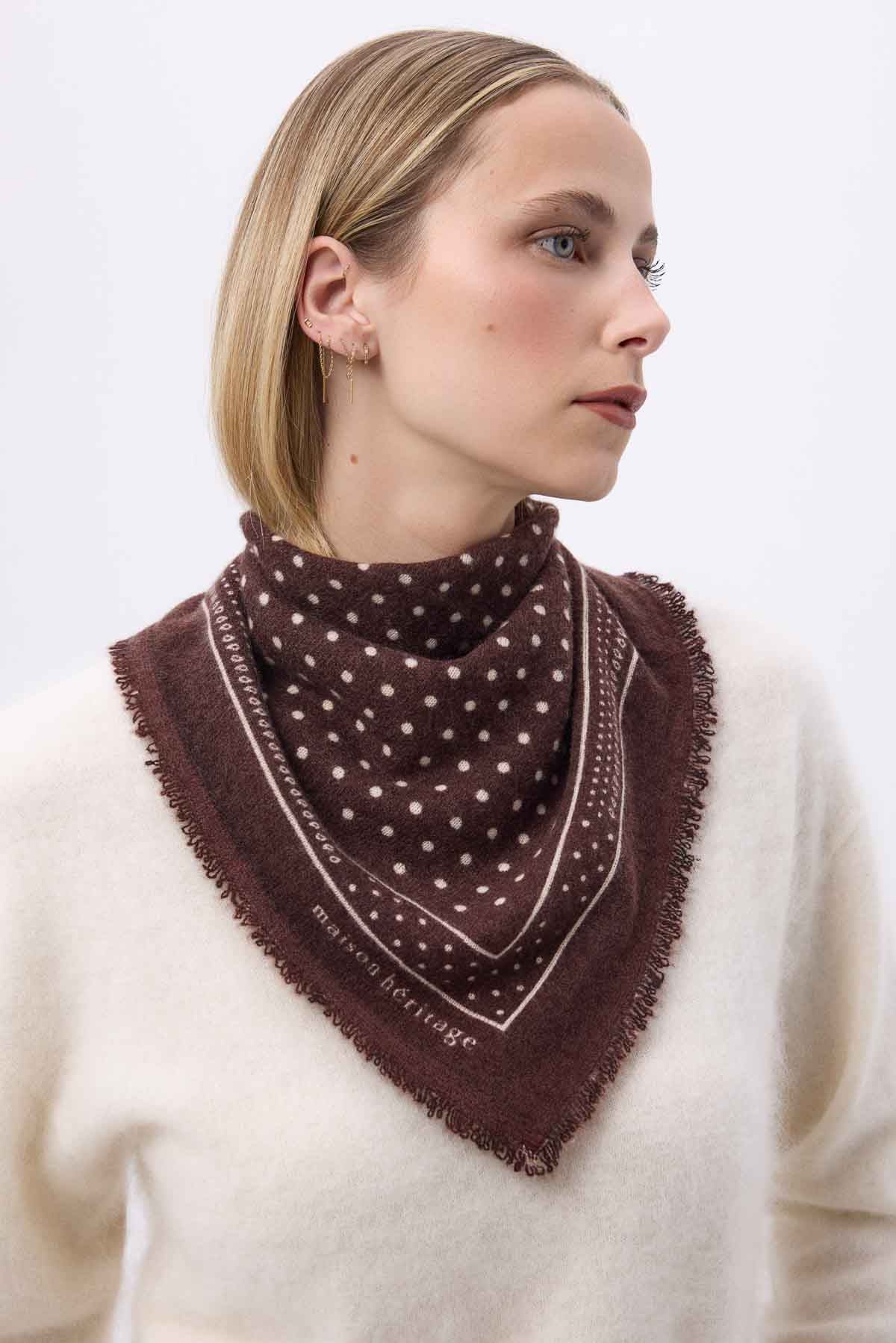 Bandana Small Heritage Pois marron blanc