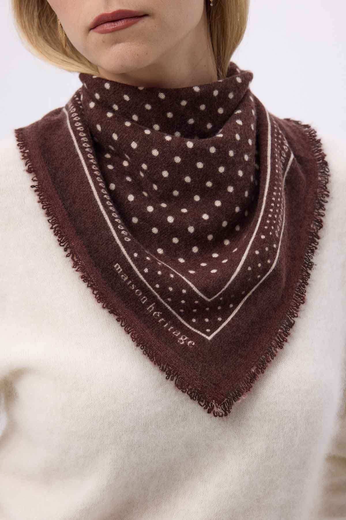 Bandana Small Heritage Pois marron blanc