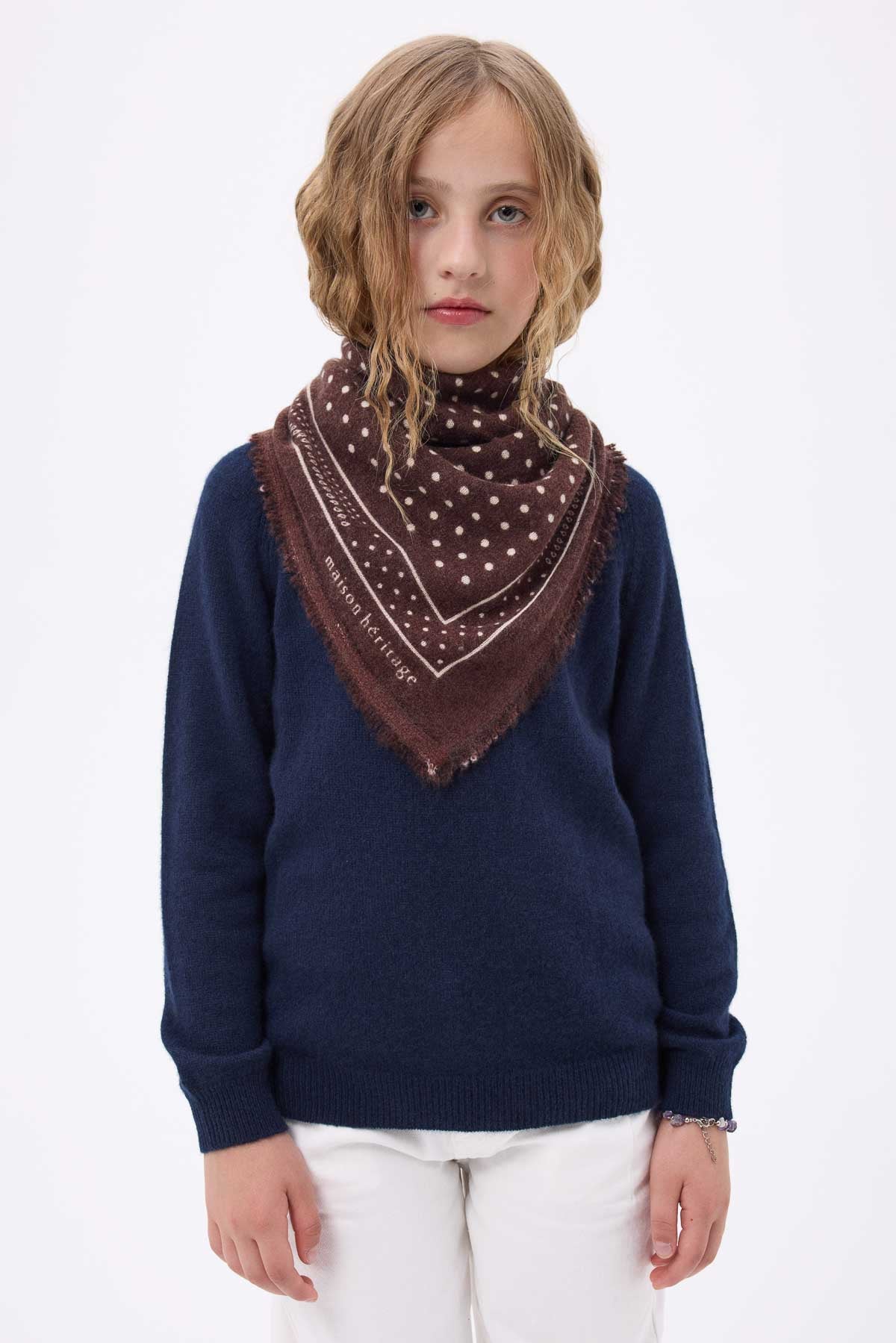 Bandana Small Heritage Pois marron blanc