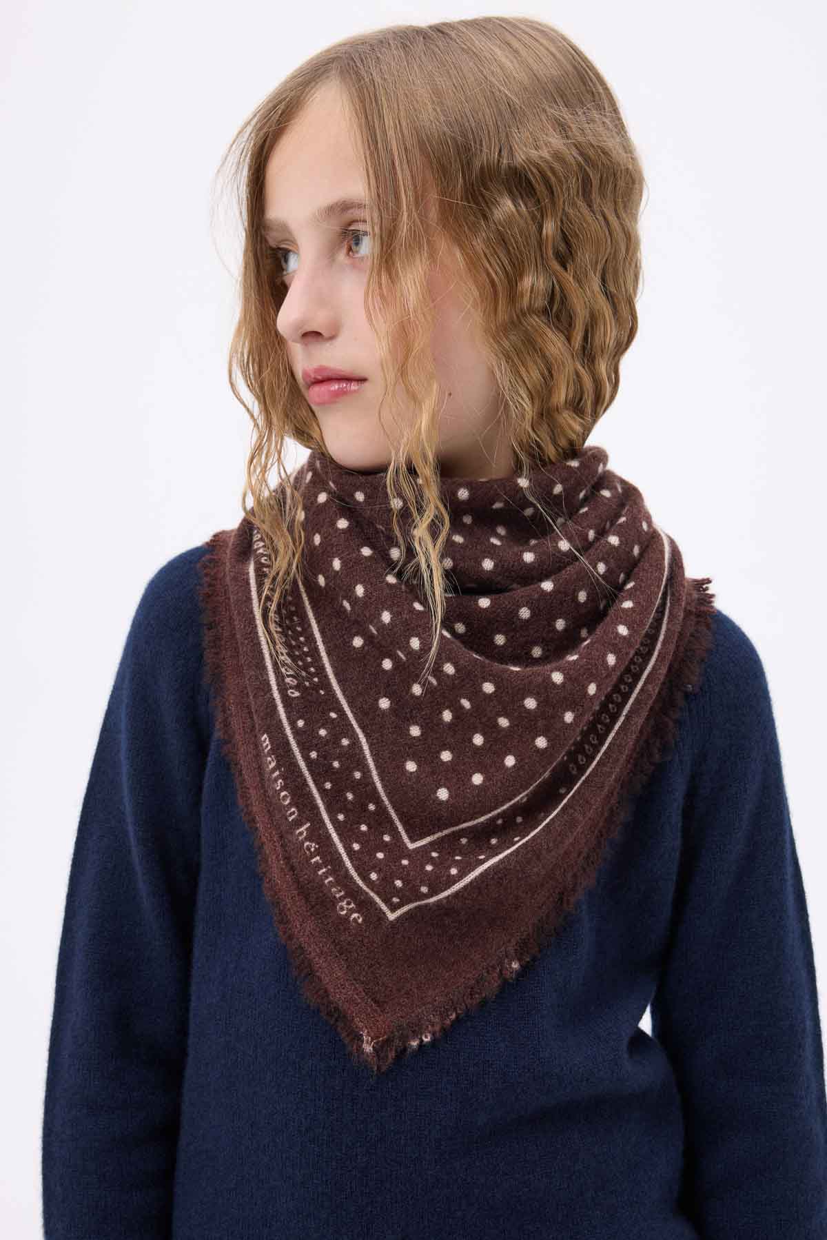 Bandana Small Heritage Pois marron blanc