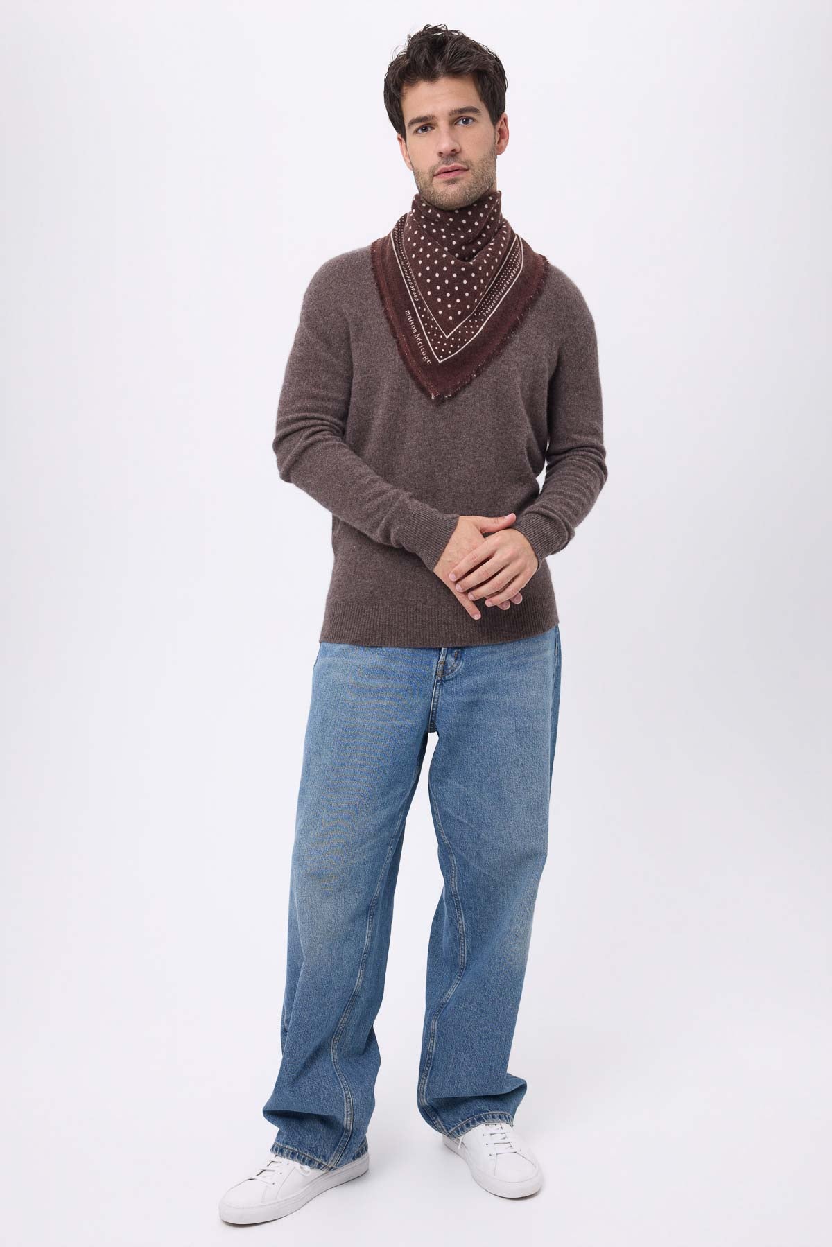 Bandana Small Heritage Pois marron blanc