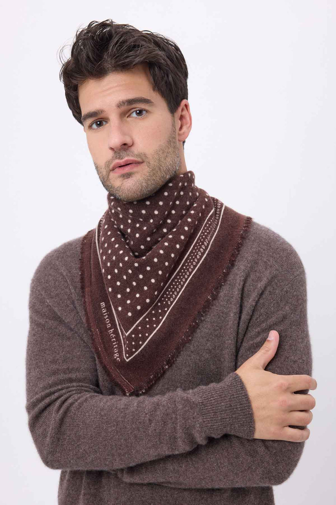 Bandana Small Heritage Pois marron blanc