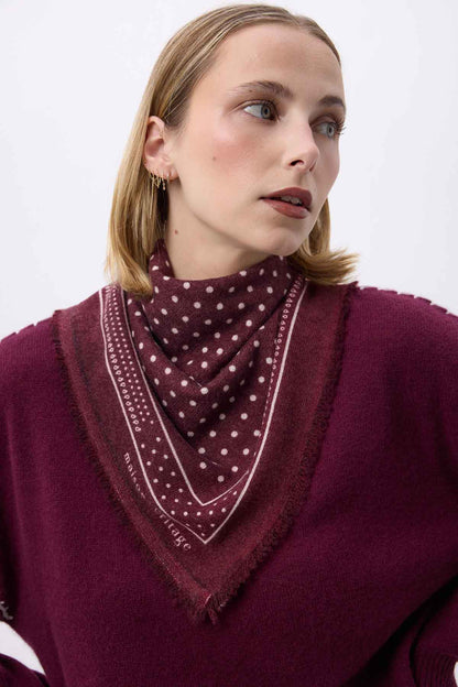Bandana Small Heritage Pois bordeaux blanc