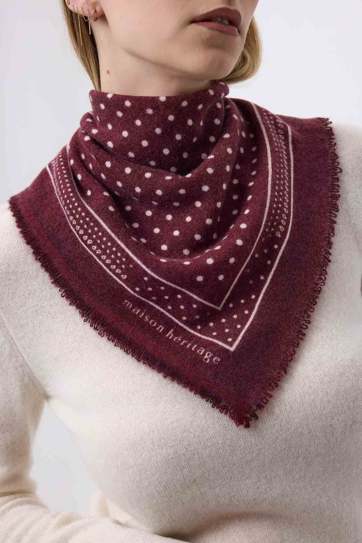 Bandana Small Heritage Pois bordeaux blanc