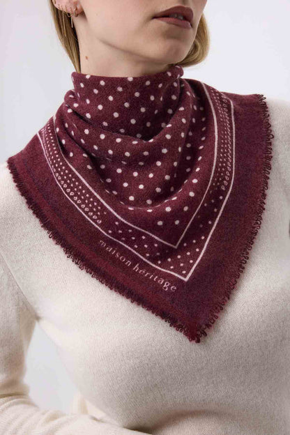 Bandana Small Heritage Pois bordeaux blanc