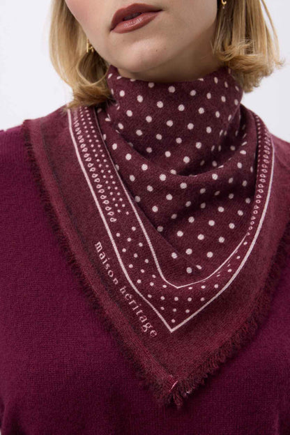 Bandana Small Heritage Pois bordeaux blanc