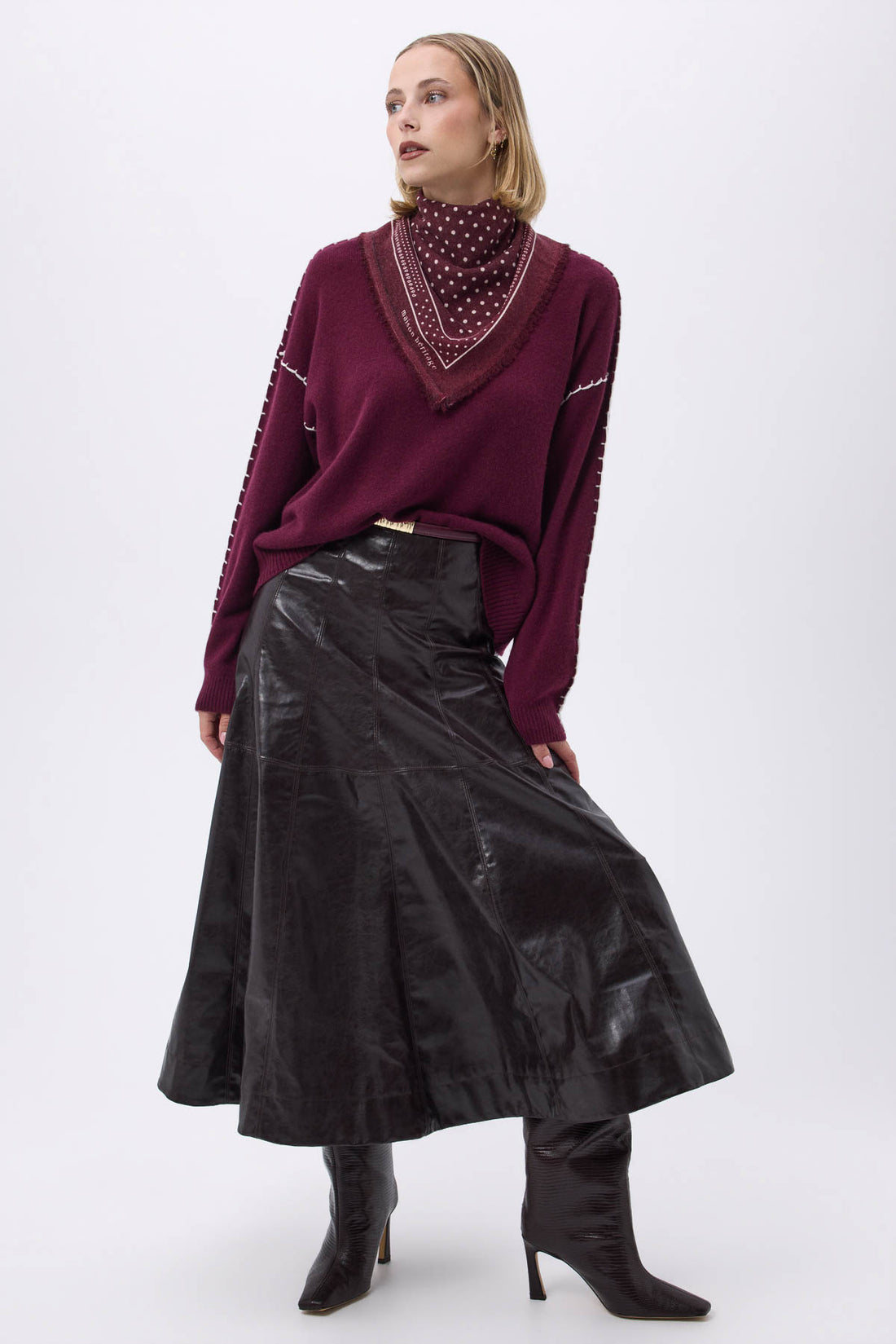 Bandana Small Heritage Pois bordeaux blanc