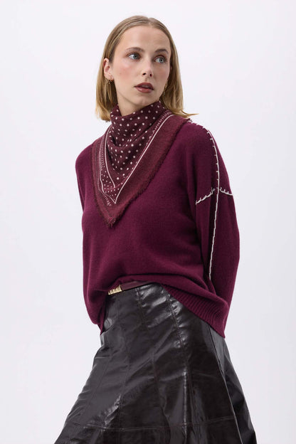 Bandana Small Heritage Pois bordeaux blanc