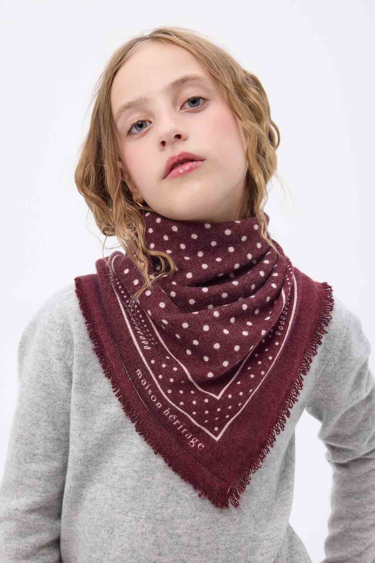 Bandana Small Heritage Pois bordeaux blanc
