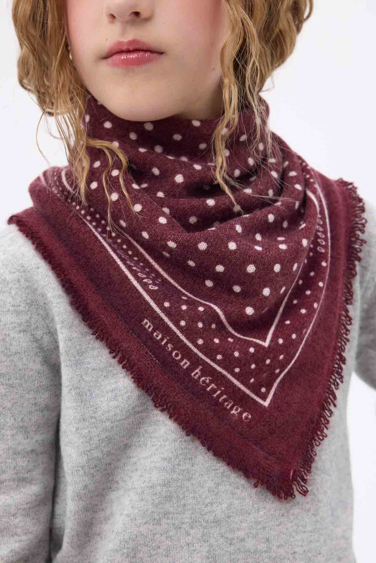 Bandana Small Heritage Pois bordeaux blanc