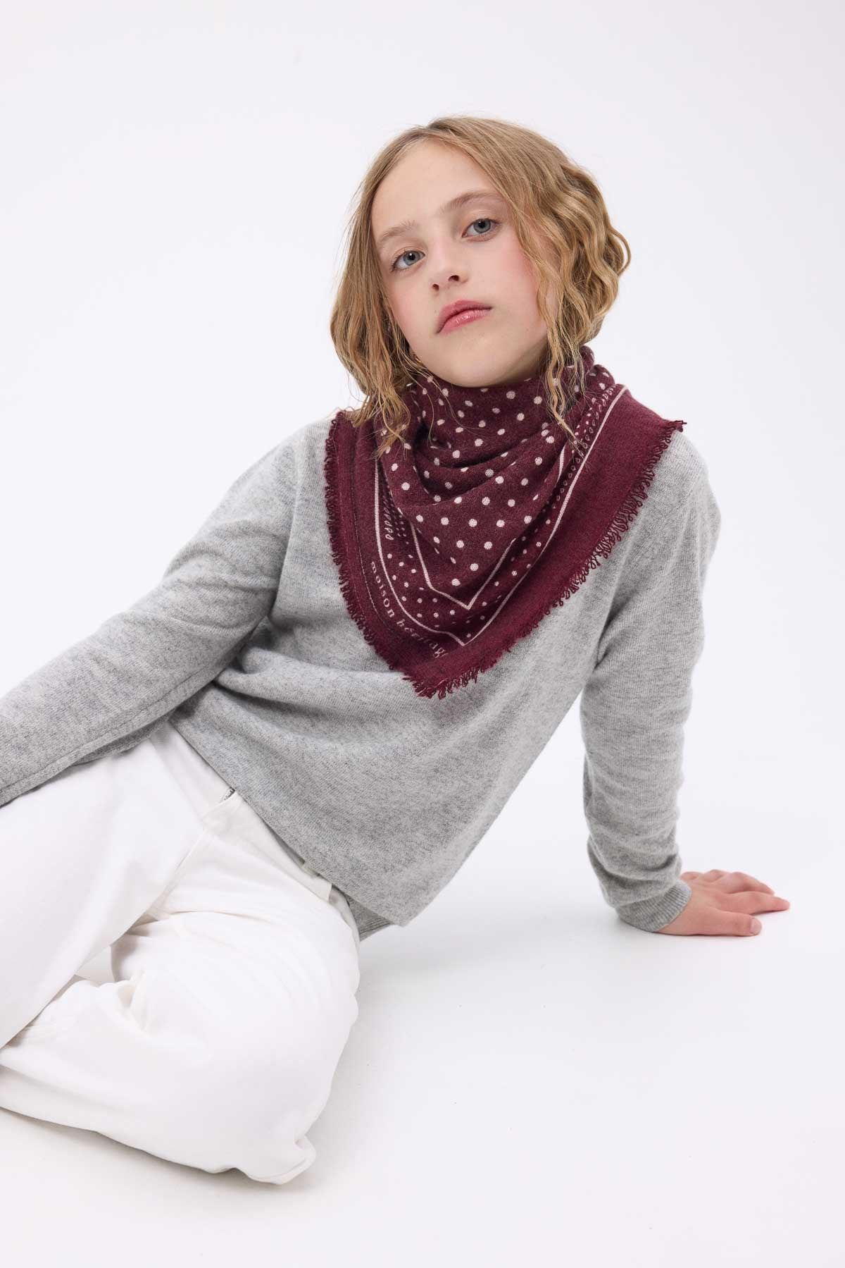 Bandana Small Heritage Pois bordeaux blanc