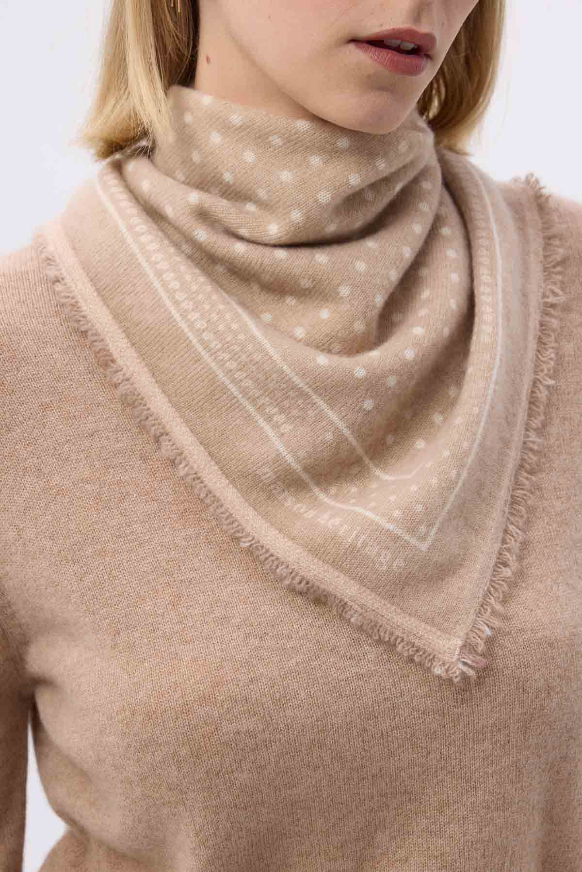 Bandana Small Heritage Pois beige creme blanc