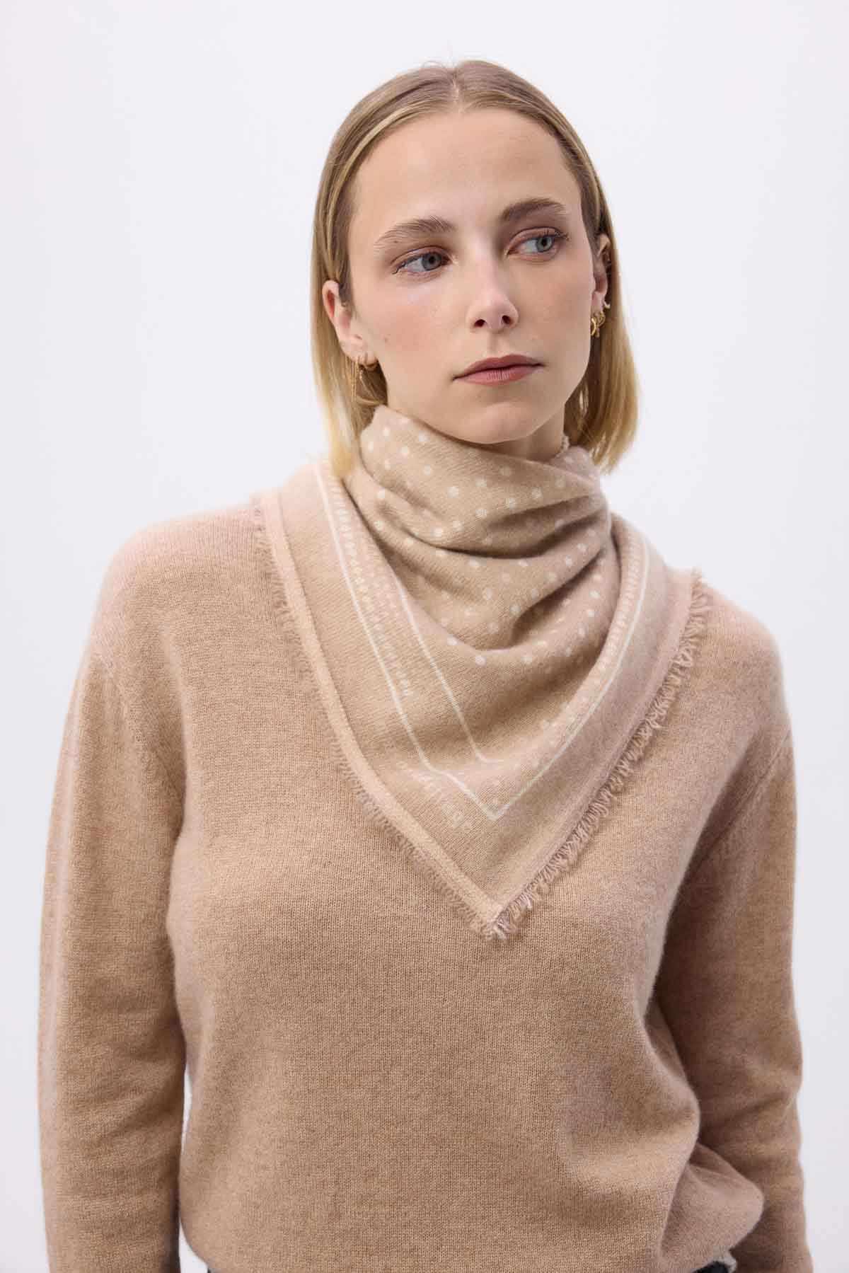 Bandana Small Heritage Pois beige creme blanc