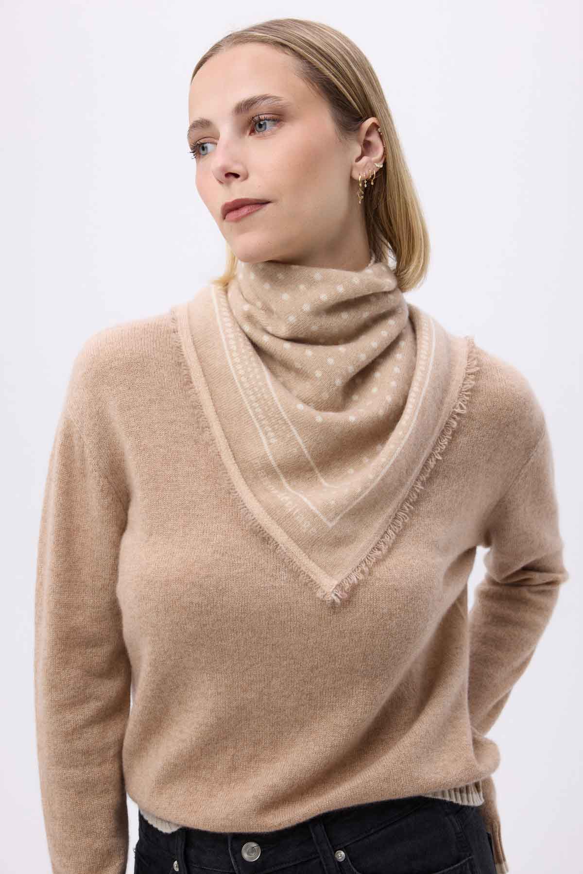 Bandana Small Heritage Pois beige creme blanc
