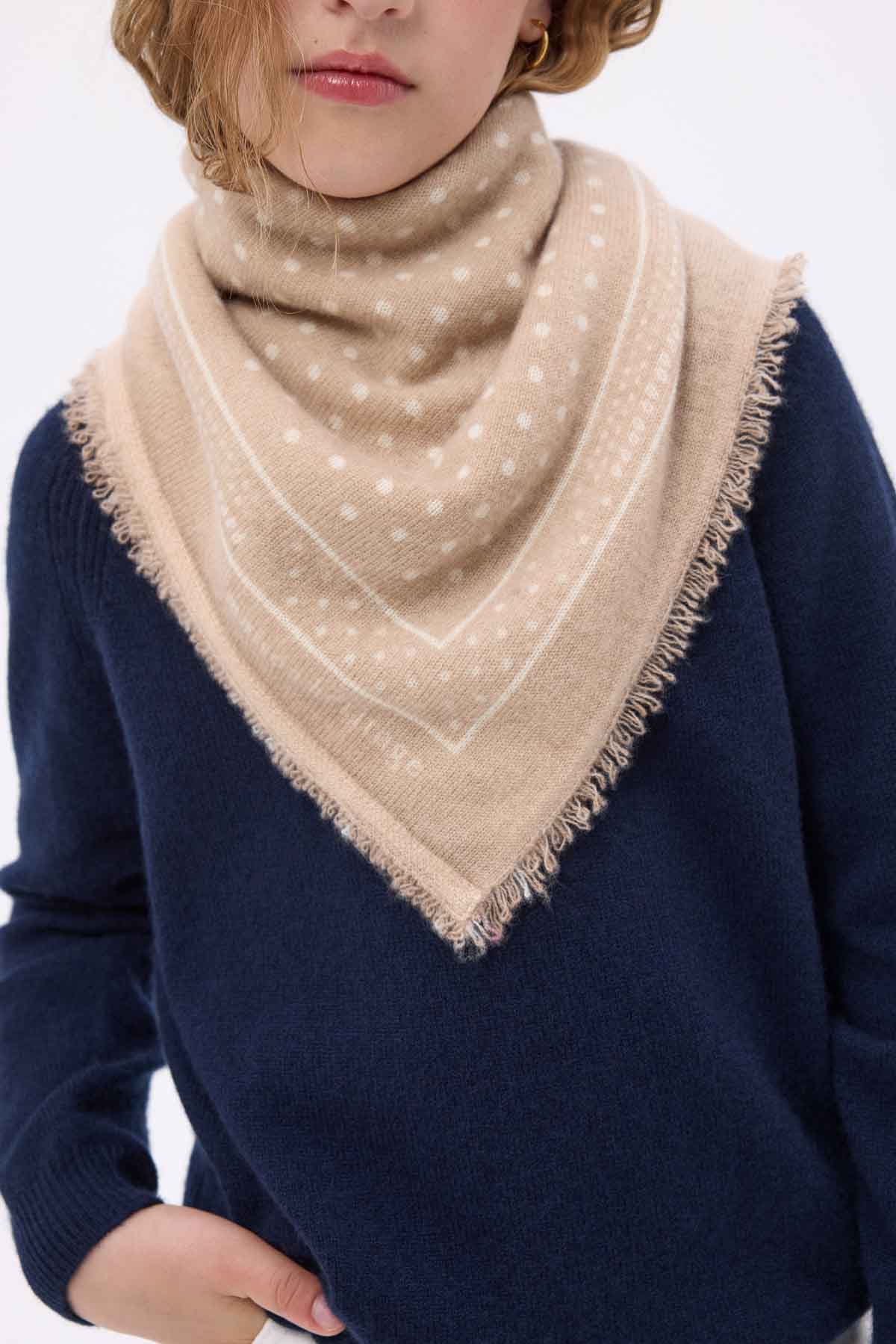 Bandana Small Heritage Pois beige creme blanc