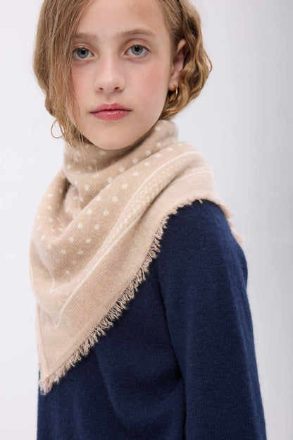 Bandana Small Heritage Pois beige creme blanc