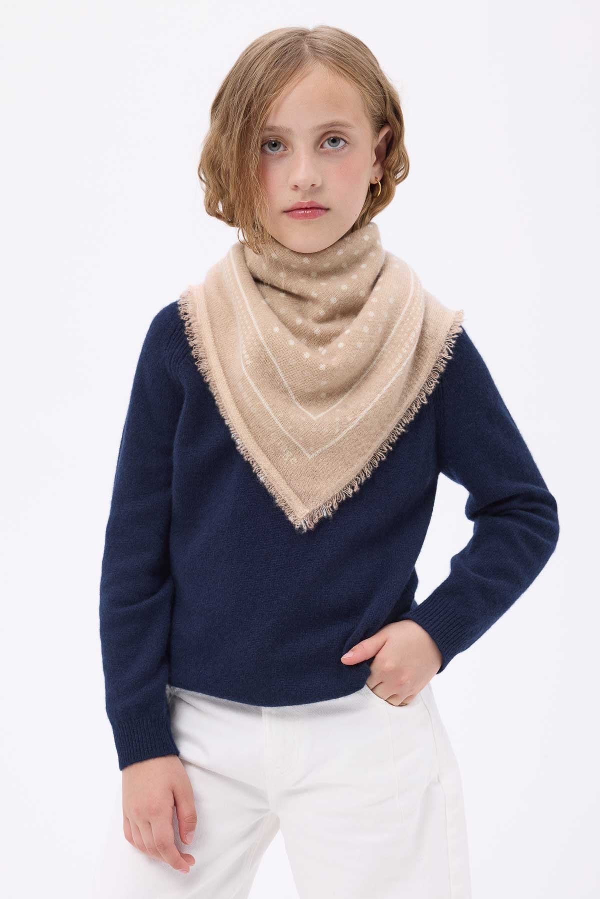 Bandana Small Heritage Pois beige creme blanc