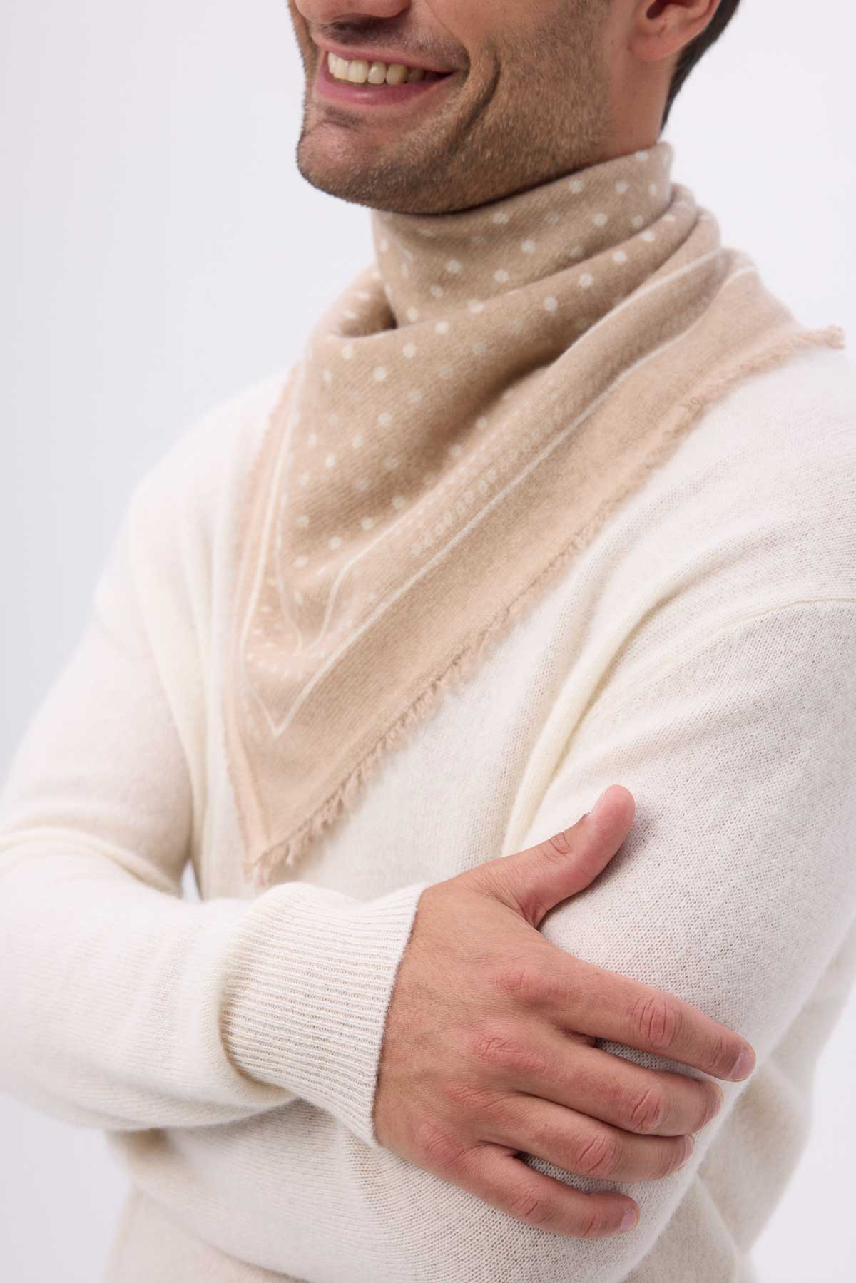 Bandana Small Heritage Pois beige creme blanc