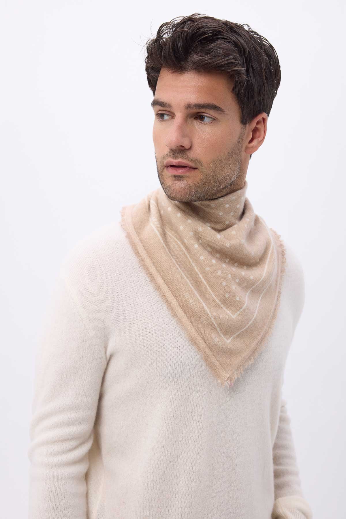 Bandana Small Heritage Pois beige creme blanc