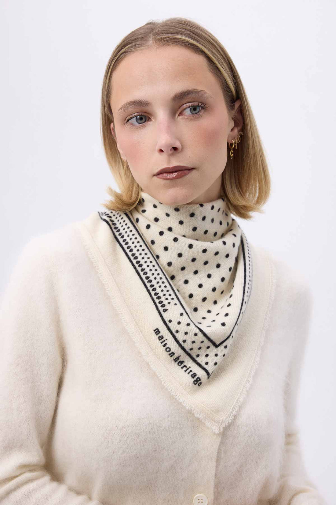 Bandana Small Heritage Pois blanc noir