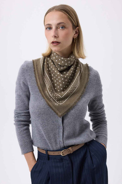 Bandana Small Heritage Pois vert khaki blanc