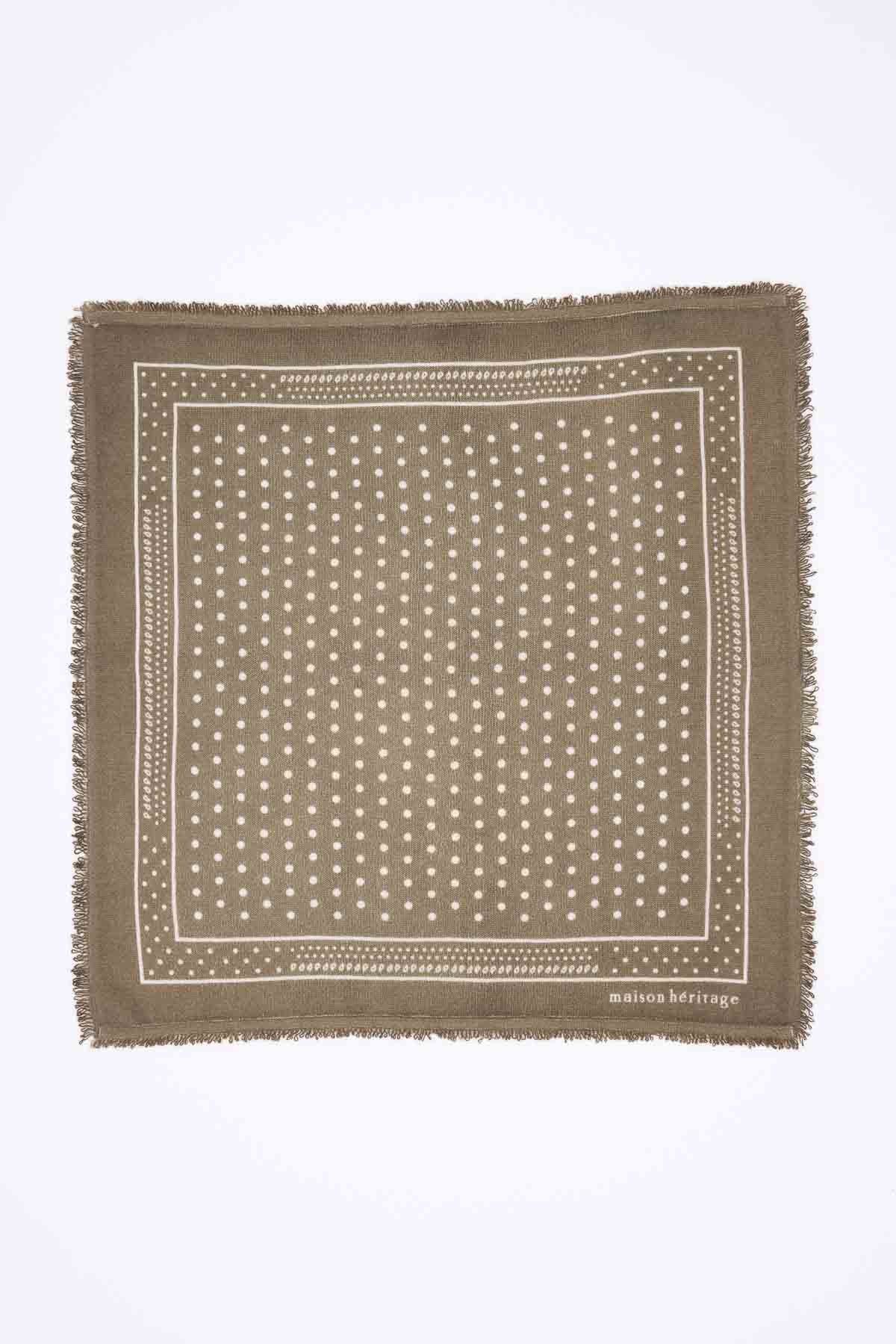 Bandana Small Heritage Pois vert khaki blanc