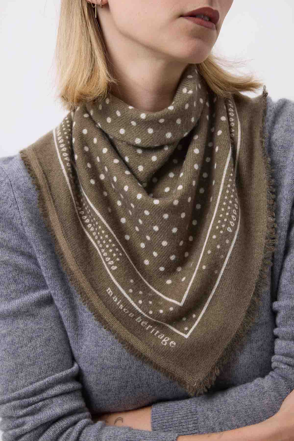 Bandana Small Heritage Pois vert khaki blanc