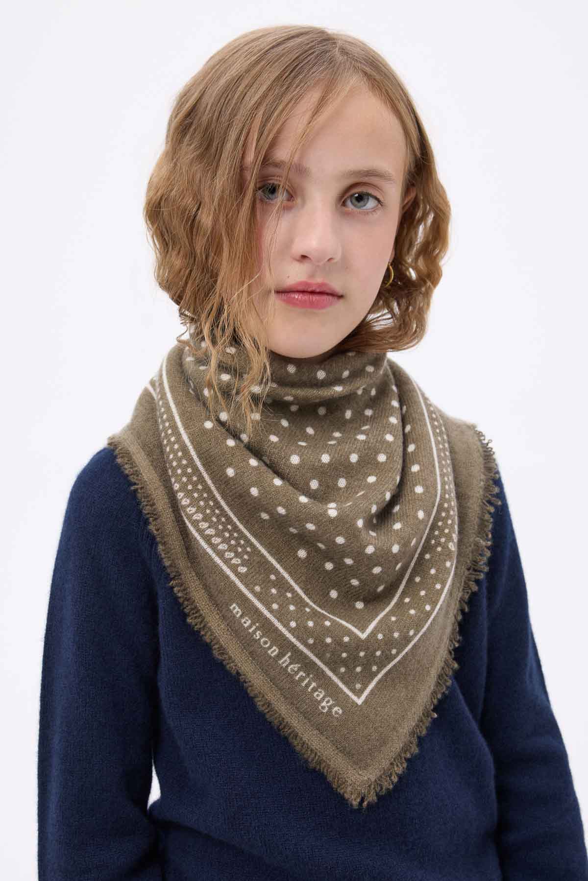 Bandana Small Heritage Pois vert khaki blanc