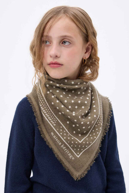 Bandana Small Heritage Pois vert khaki blanc