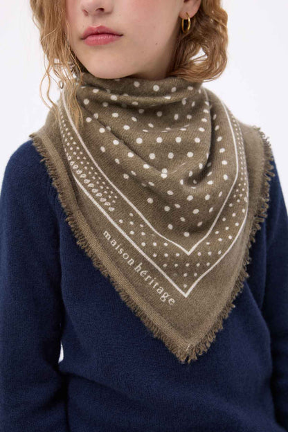 Bandana Small Heritage Pois vert khaki blanc