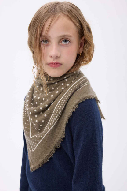 Bandana Small Heritage Pois vert khaki blanc