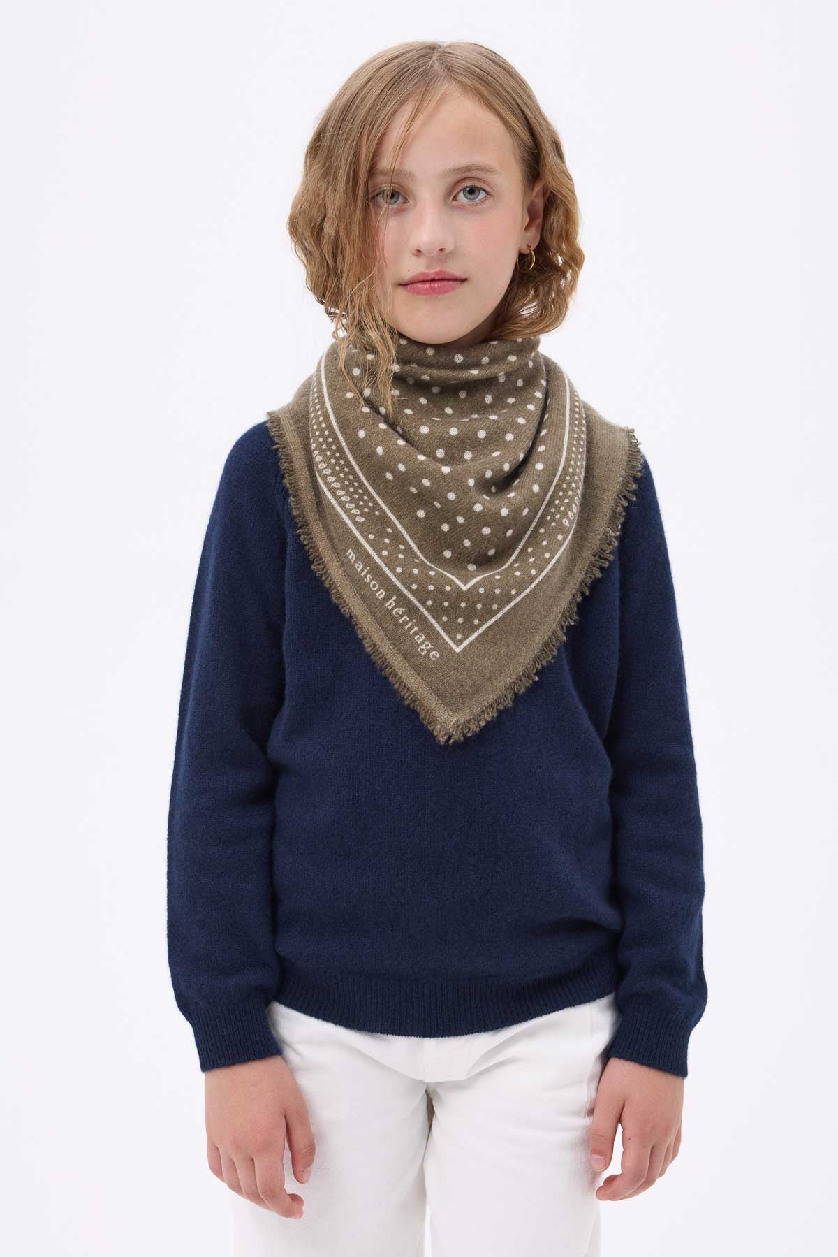 Bandana Small Heritage Pois vert khaki blanc