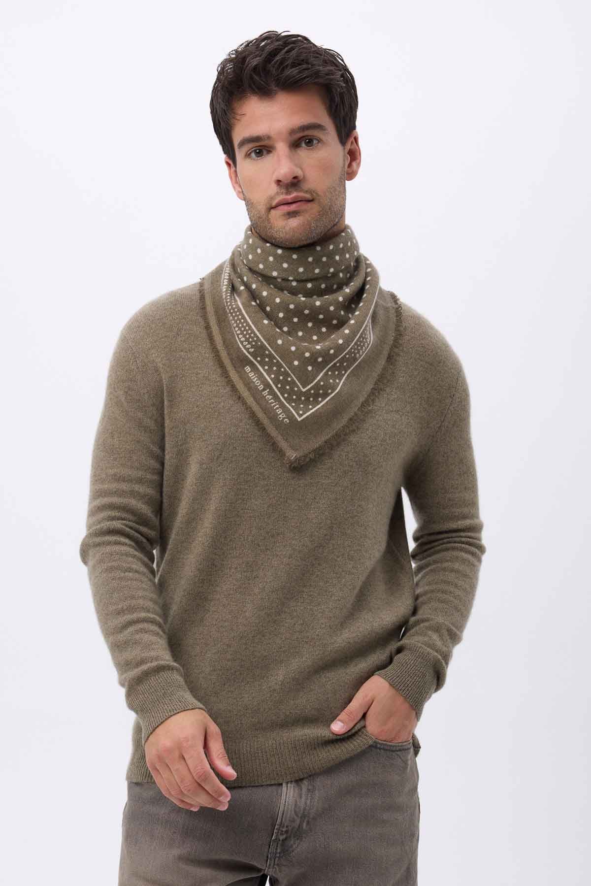 Bandana Small Heritage Pois vert khaki blanc