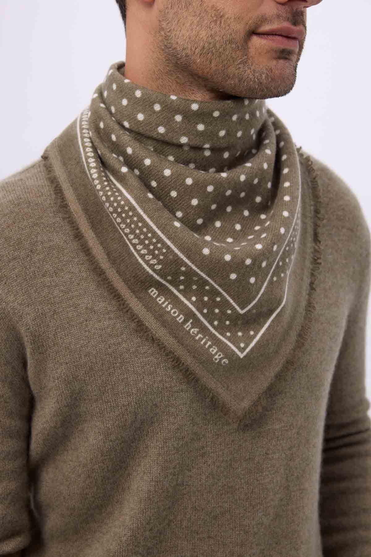 Bandana Small Heritage Pois vert khaki blanc