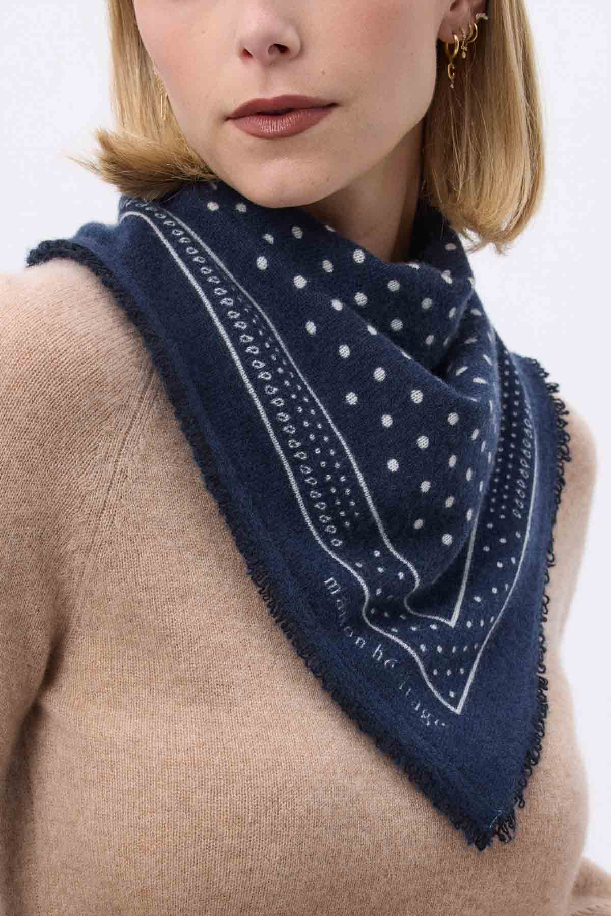 Bandana Small Heritage Pois bleu marine blanc