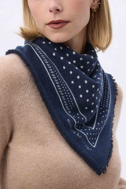 Bandana Small Heritage Pois bleu marine blanc