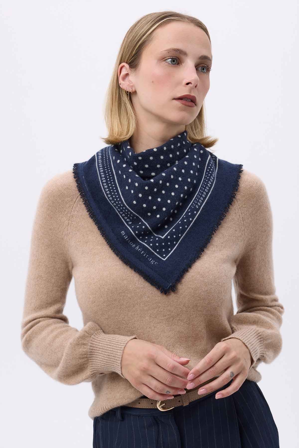 Bandana Small Heritage Pois bleu marine blanc