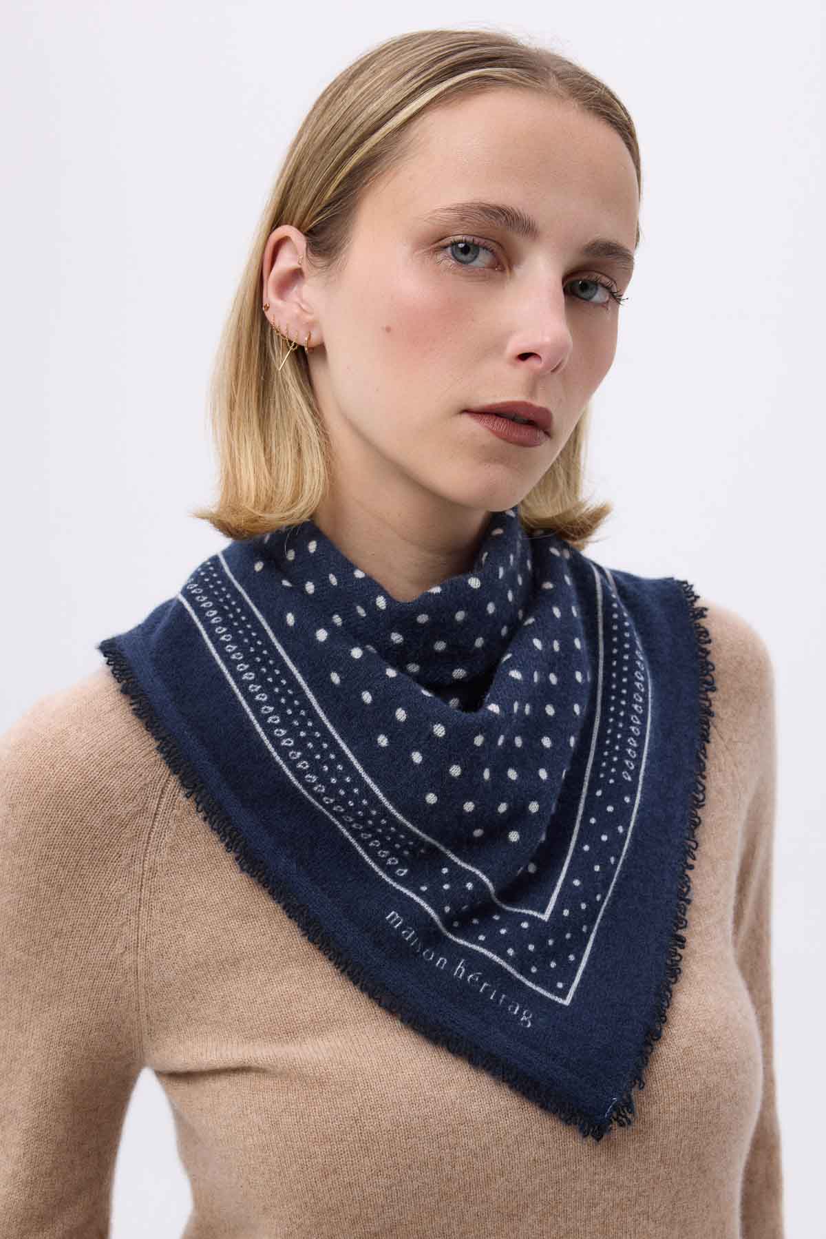 Bandana Small Heritage Pois bleu marine blanc
