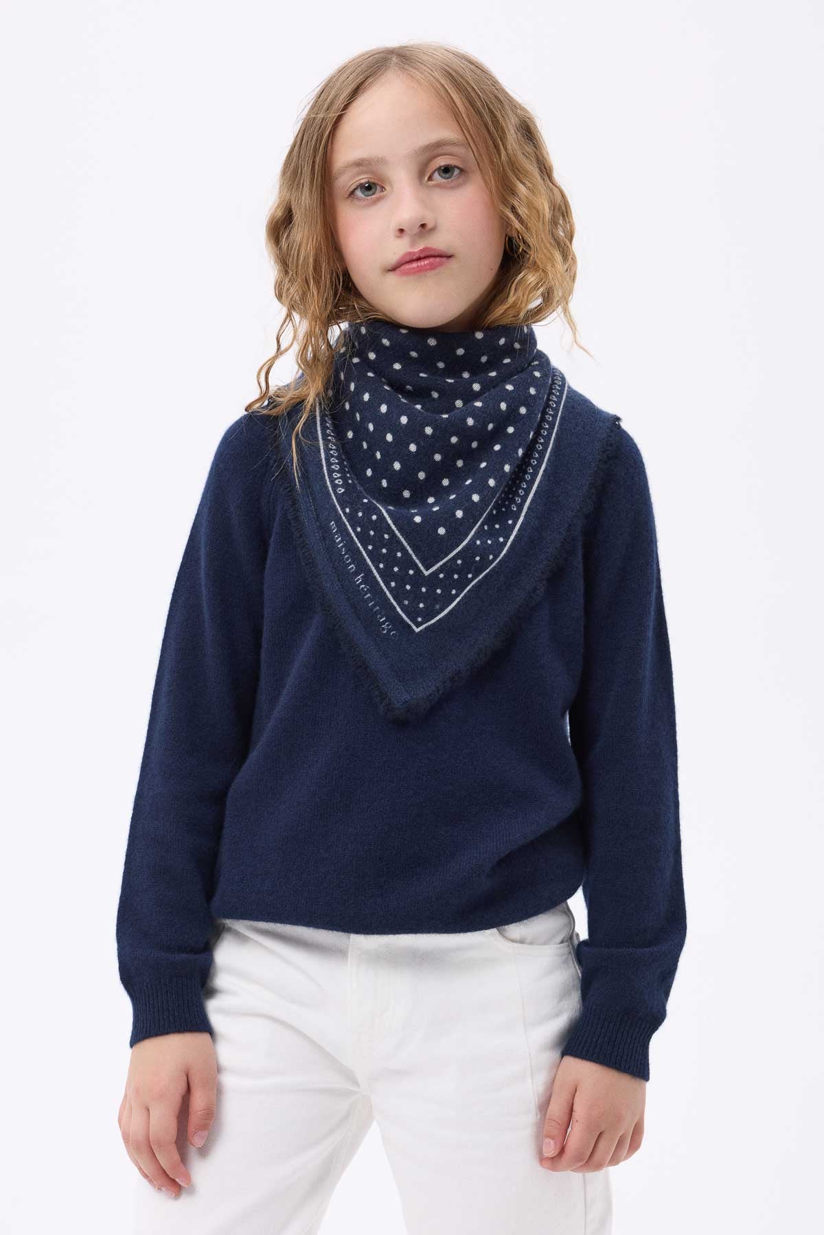 Bandana Small Heritage Pois bleu marine blanc