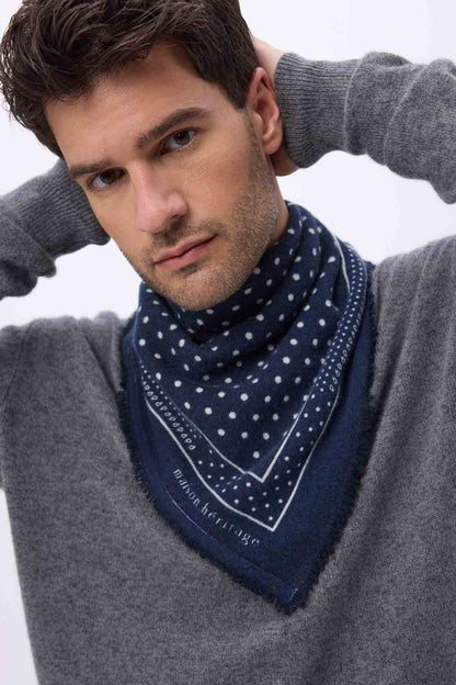Bandana Small Heritage Pois bleu marine blanc