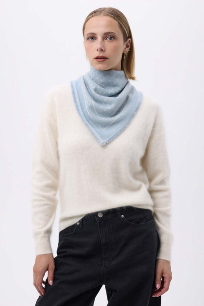 Bandana Small Heritage Pois bleu ciel blanc