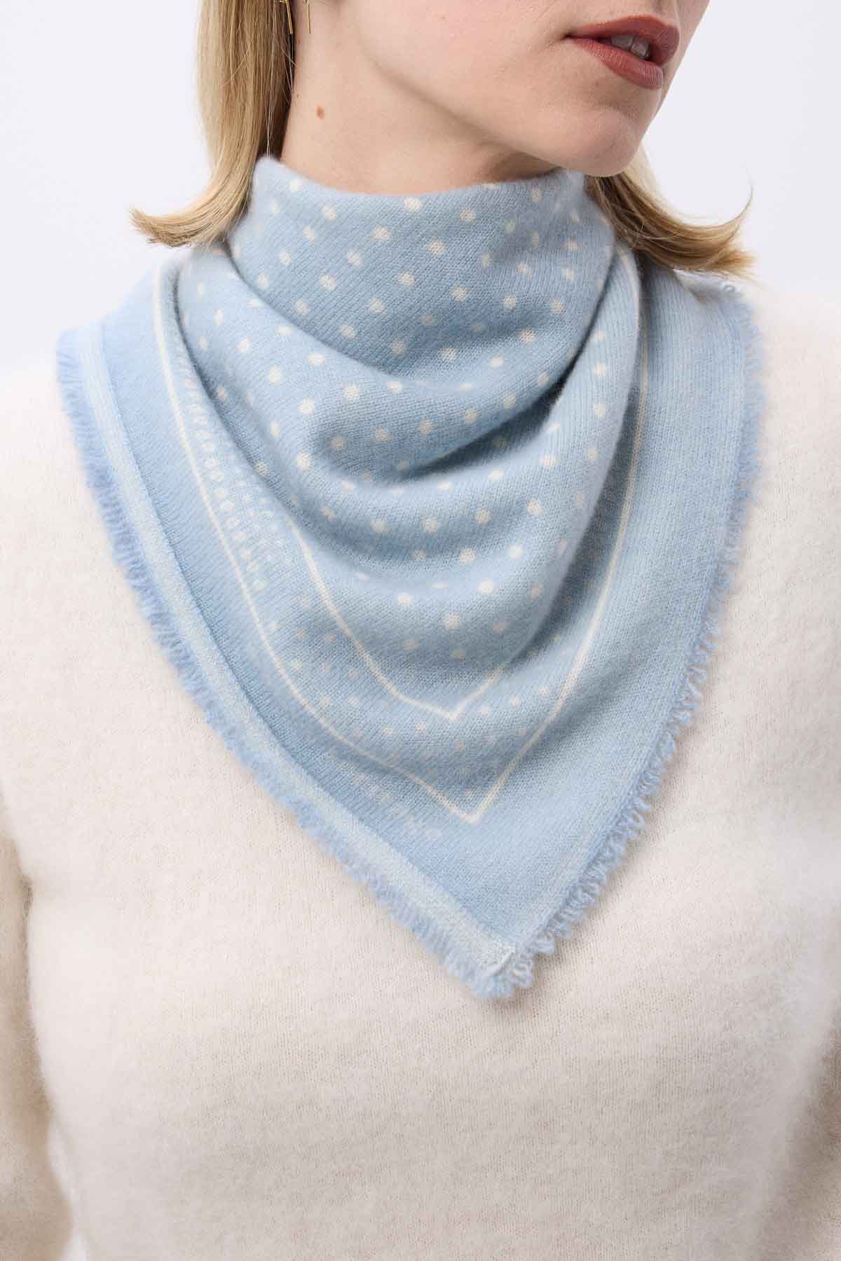 Bandana Small Heritage Pois bleu ciel blanc