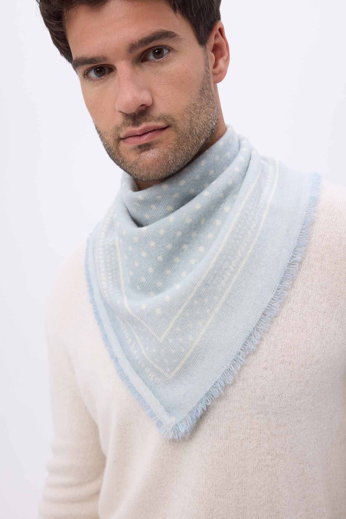 Bandana Small Heritage Pois bleu ciel blanc