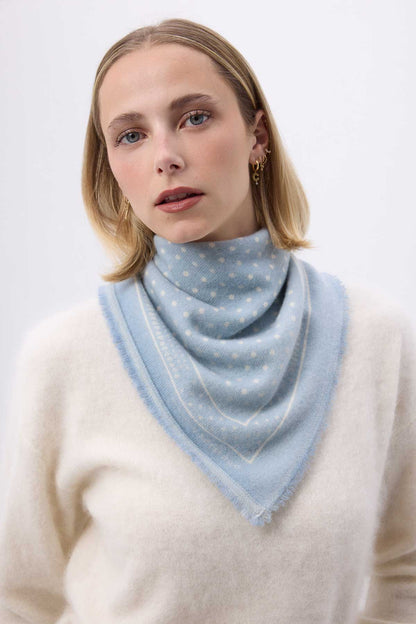 Bandana Small Heritage Pois bleu ciel blanc