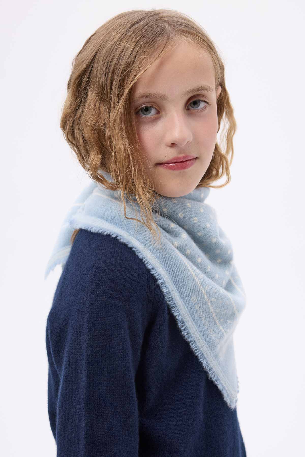 Bandana Small Heritage Pois bleu ciel blanc