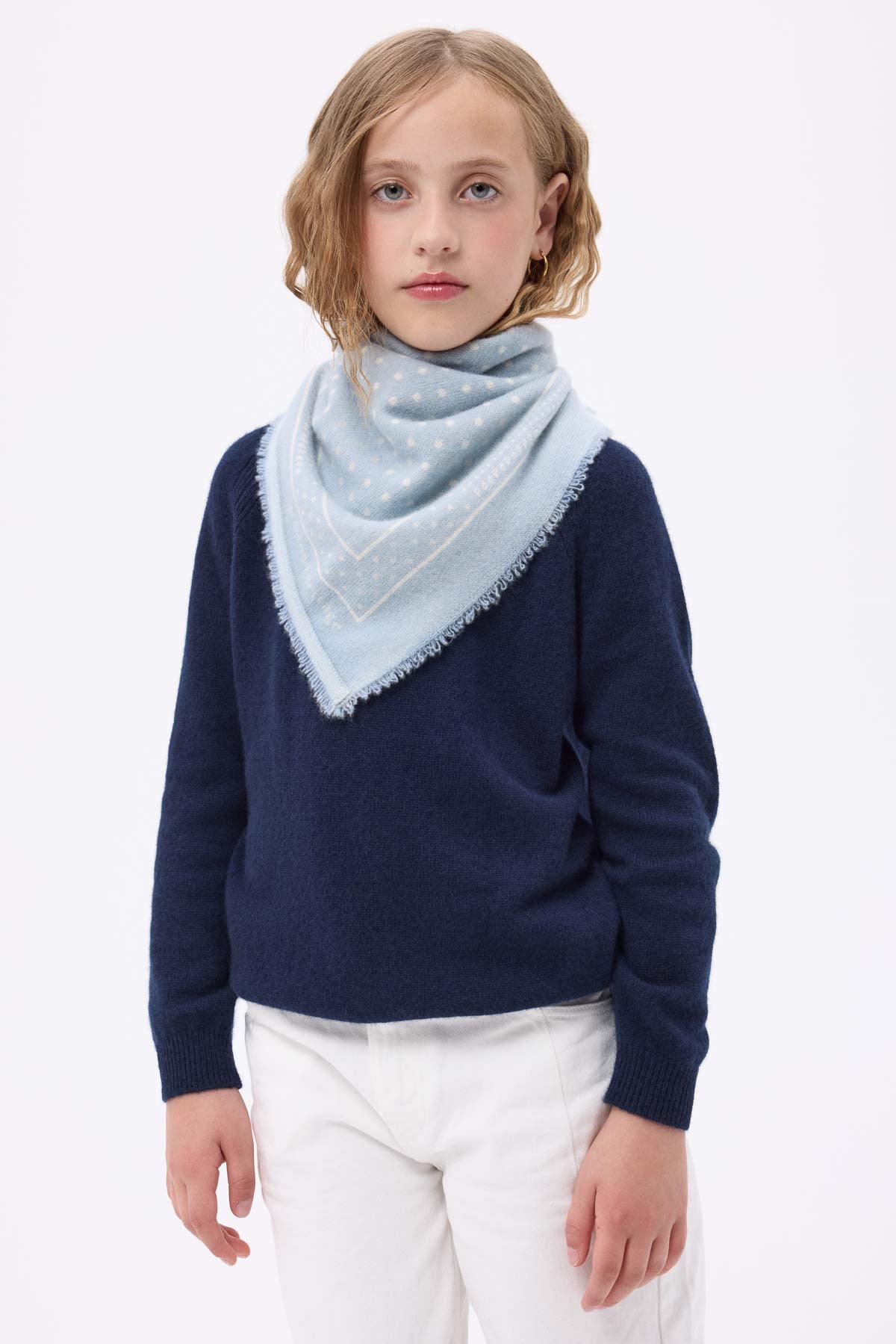 Bandana Small Heritage Pois bleu ciel blanc