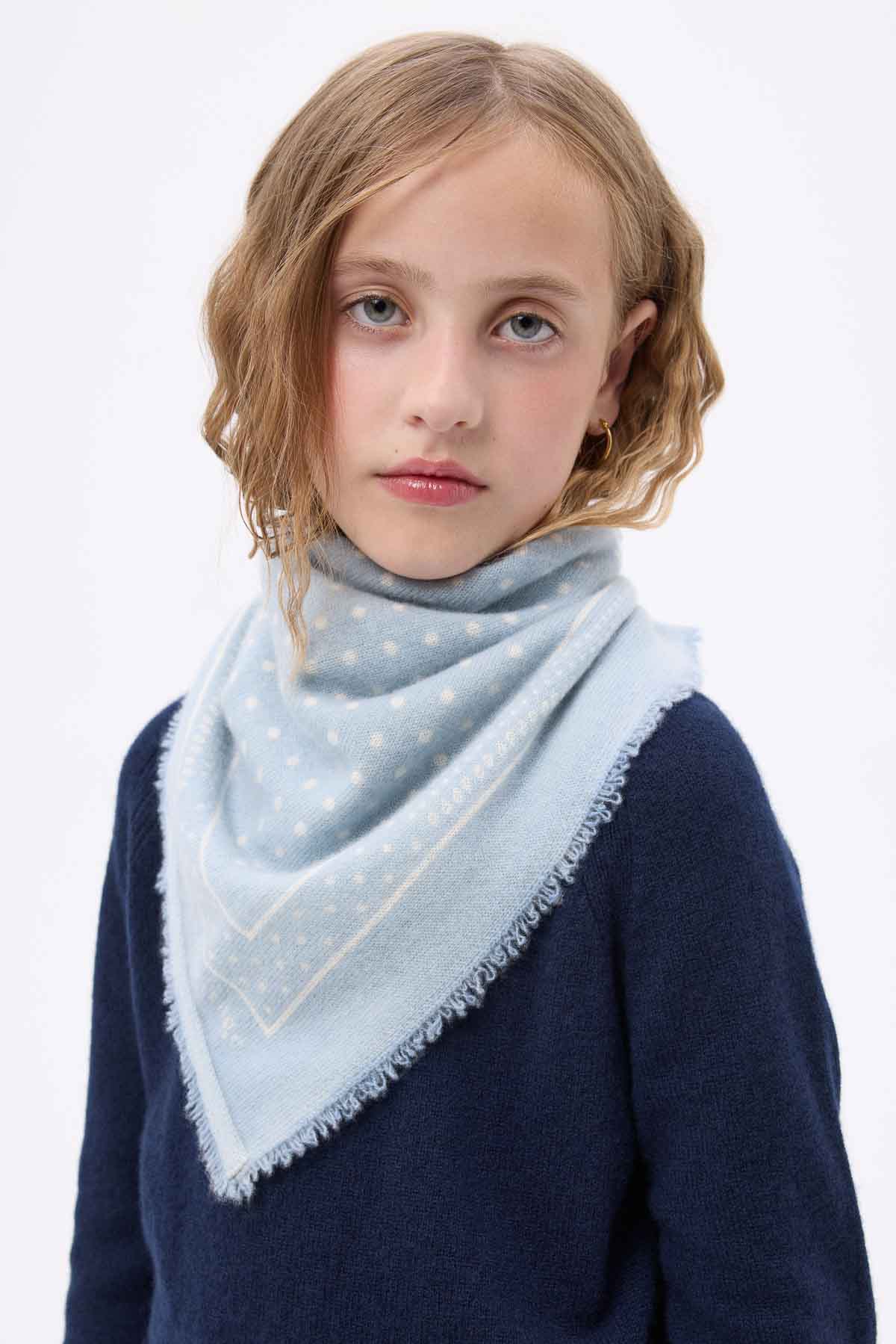 Bandana Small Heritage Pois bleu ciel blanc